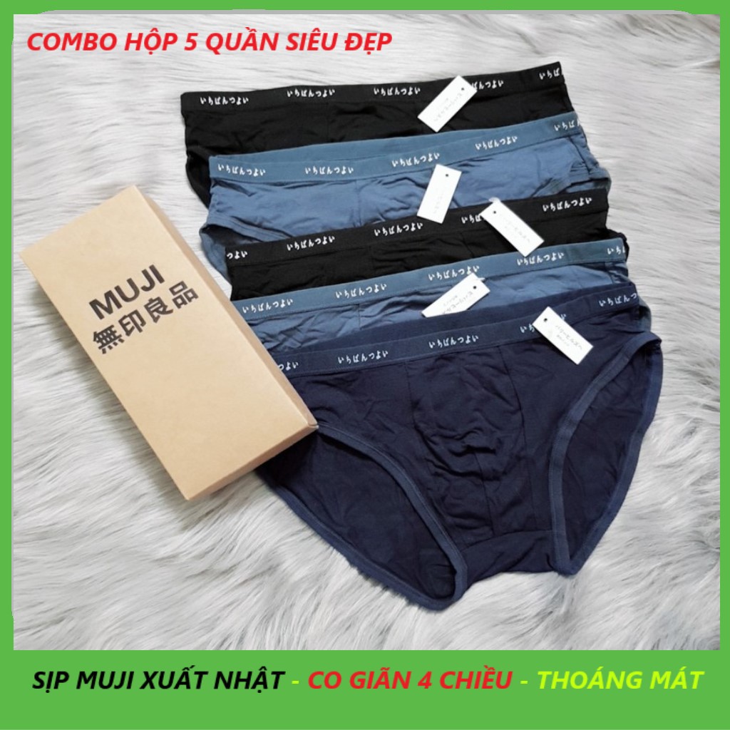 HỘP 5 QUẦN SỊP NAM TAM GIÁC SIÊU ĐẸP CO GIÃN 4 CHIỀU XUẤT NHẬT HÀNG LOẠI I