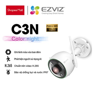 Camera ezviz c3n cs-cv310 camera wifi ngoài trời 2mp ghi hình màu ban đêm, phát hiện người sử dụng ai, h265, ip67