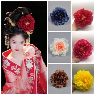 Hoa mẫu đơn đầu bông cài tóc cổ trang dùng làm phụ kiện make up chụp ảnh phong cách hanfu