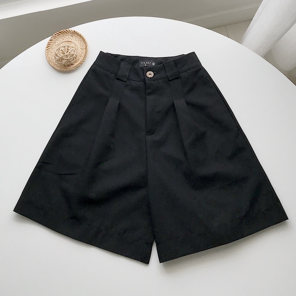 Quần Short Nữ Ống Rộng Lưng Cao JEMCLOSET Chất Liệu Kaki Thiết Kế Basic Style Năng Động KANIN 2932