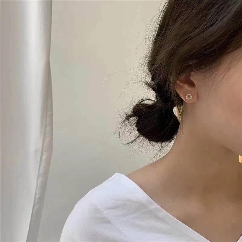 Bông tai bạc S925 kiểu nhỏ đính ngọc trai