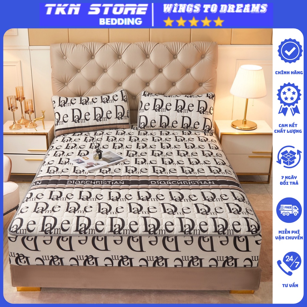 Thảm Cotton Bọc Đệm Mẫu Mới 2022 , Ga Giường Vỏ Gối Cotton Trần Bông 3 Lớp Chống Thấm Tiện Lợi