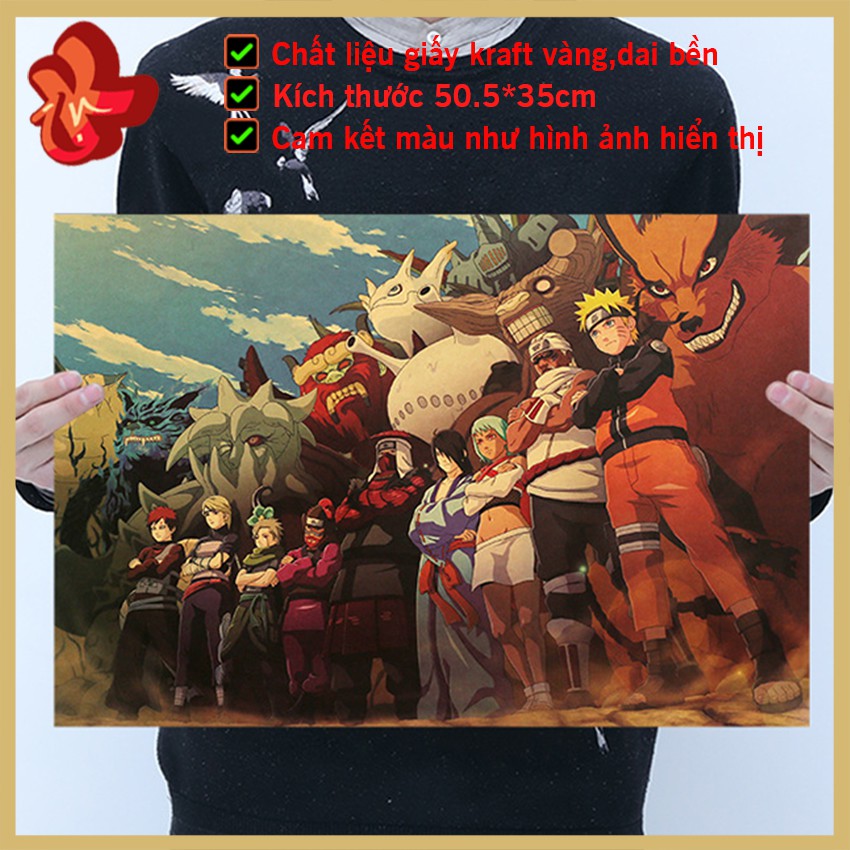 [ B029 ]Tranh trang trí tổng hợp nhân vật Naruto và các người đứng đầu Poster tấm áp phích treo tường giấy Kraft