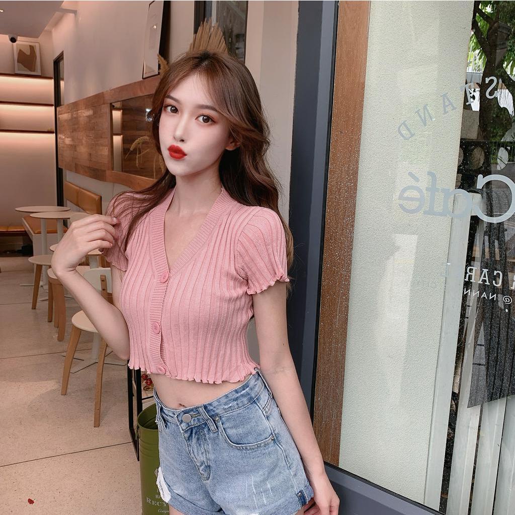 SUXI Áo kiểu ngắn tay phong cách Hàn Quốc thời trang cho nữ