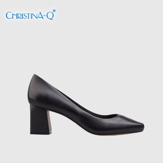 Giày cao gót bít mũi vuông da cao cấp ChristinA-Q GBV060