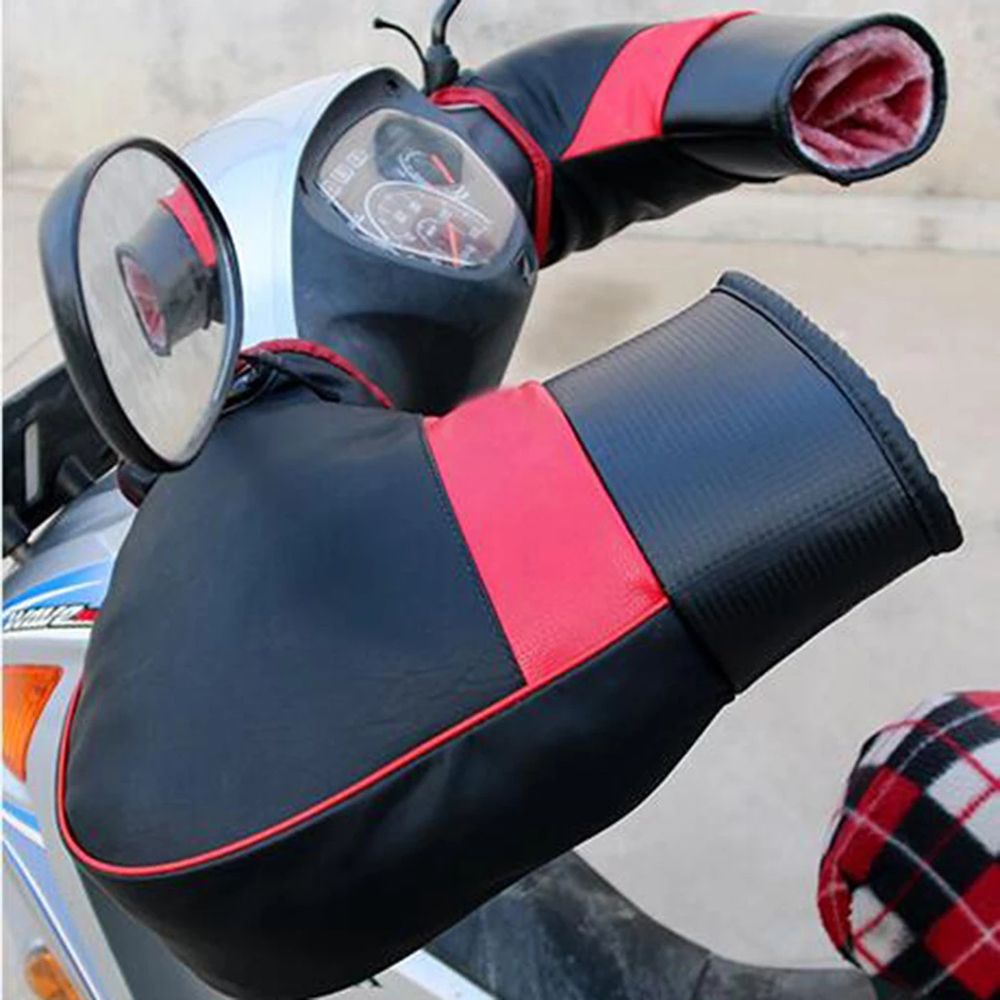 1 Cặp bao tay da pu chống nước chống gió giữ ấm khi lái xe mùa đông