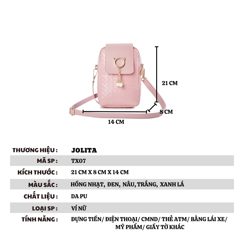 Túi đeo chéo nữ mini thời trang Hàn Quốc dễ thương đựng tiền điện thoại cao cấp đi tiệc đẹp giá rẻ JOLITA TX07