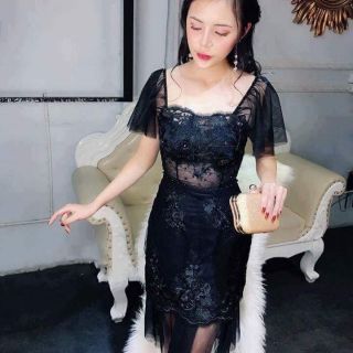 Đầm body duôi cá 2 dây nhúng lưới - kèm ảnh thật