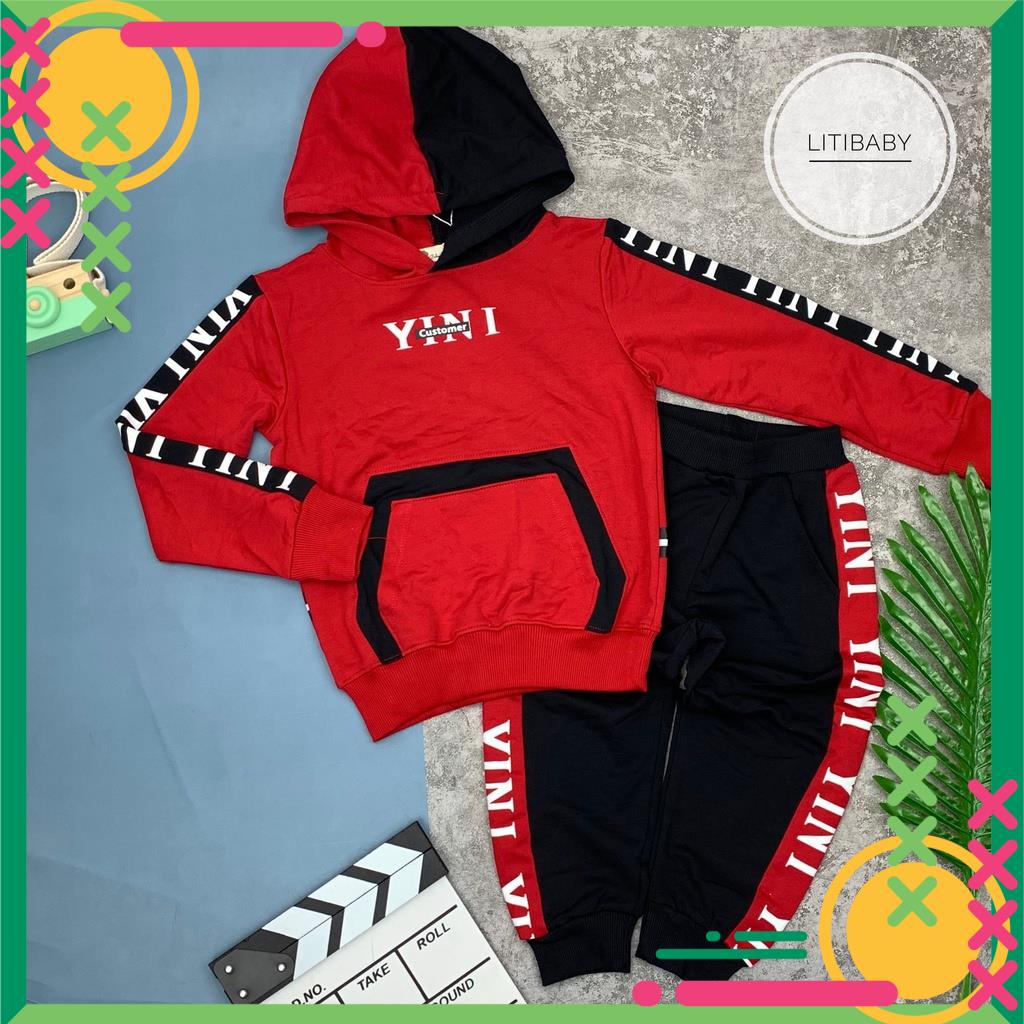Thu Đông: Bộ Nỉ Da Cá Mũ YINI BNDCBT06 Thương Hiêu Litibaby Size 9 - 14, Dành Cho Bạn Từ 26kg Đến 45kg