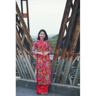 Áo dài  con công kèm quần