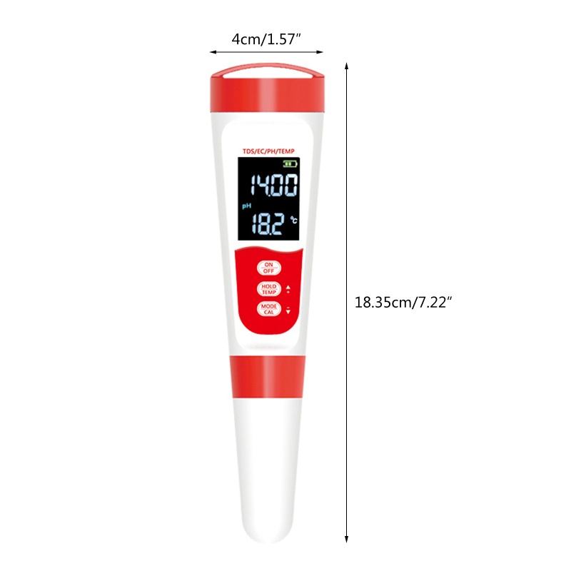 Thiết Bị Đo Chất Lượng Nước 4 Trong 1 pH / TDS / EC / Temp 0-14.0 pH Chuyên Dụng