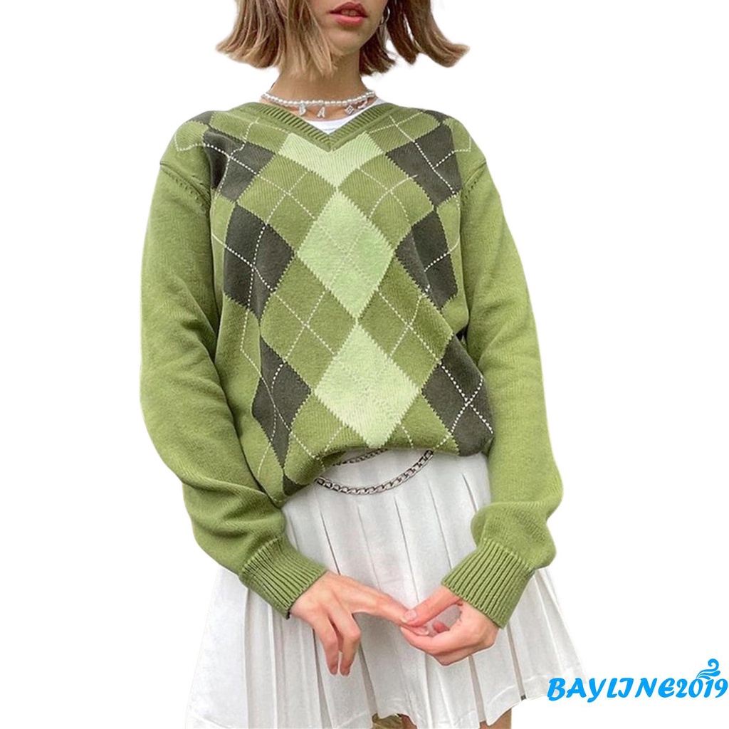 Áo Len Tay Dài Cổ Chữ V Màu Sắc Thời Trang Cho Nữ