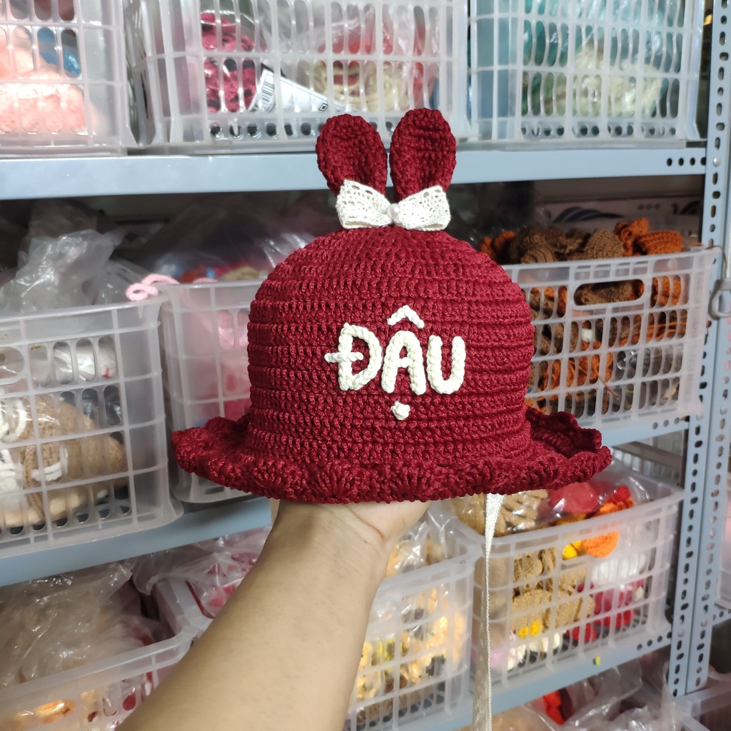Nón Tai Thỏ Cho Bé Có Thêu Tên