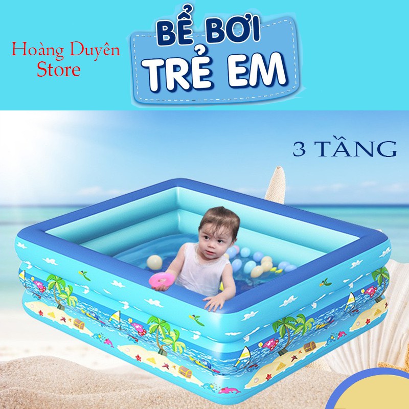 Bể Bơi Phao Cây Dừa Dành Cho Các Bé Size Lớn - 3 Tầng - Bảo Hành Trọn Đời - Tặng Kèm Miếng Vá Phao