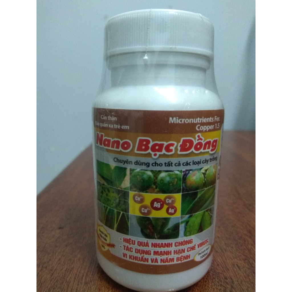 Nano bạc đồng hạn chế vi khuẩn và nấm bệnh -100ml