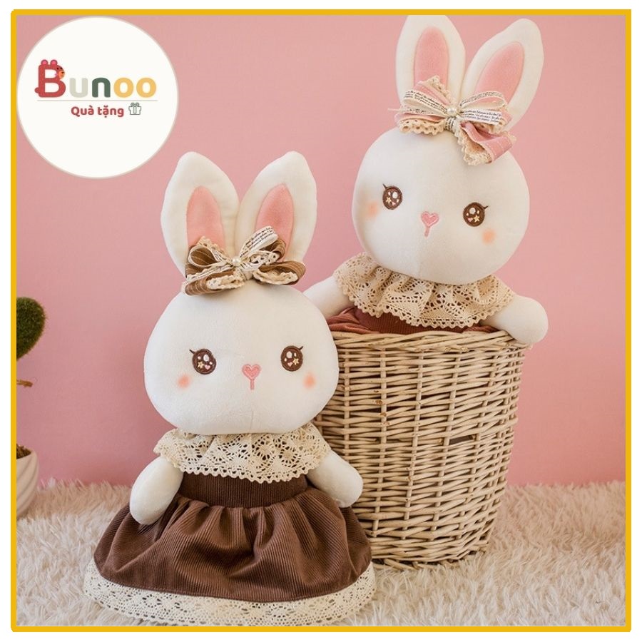 Gấu bông thỏ vintage dễ thương mặc váy tai dựng 40cm Bunoo shop