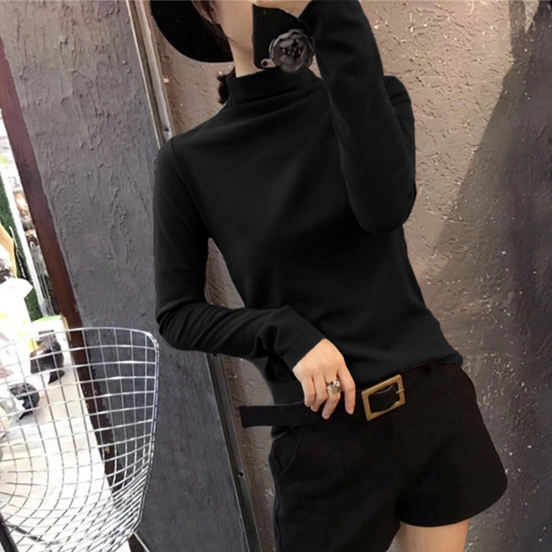 NRVP Áo thun cao cổ dài tay ôm vừa vặn dễ phối đồ thời trang thu đông 2020 cho nữ