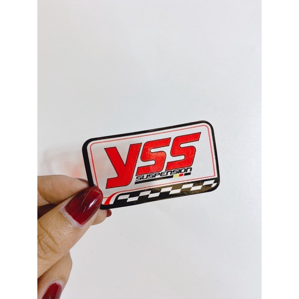 Cặp 2 tem chữ YSS trong suốt & Crom 6x3.3cm dán trang trí phuộc bình dầu