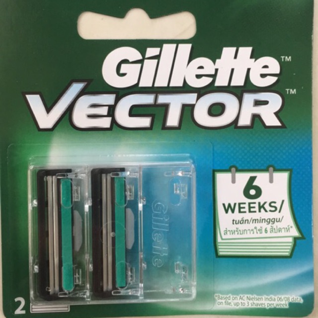 [ĐỔ BUÔN] Lưỡi Dao Cạo Râu Gillette Vector Vỉ 2 Lưỡi Kép Linh Hoạt Êm Ái Chính Hãng