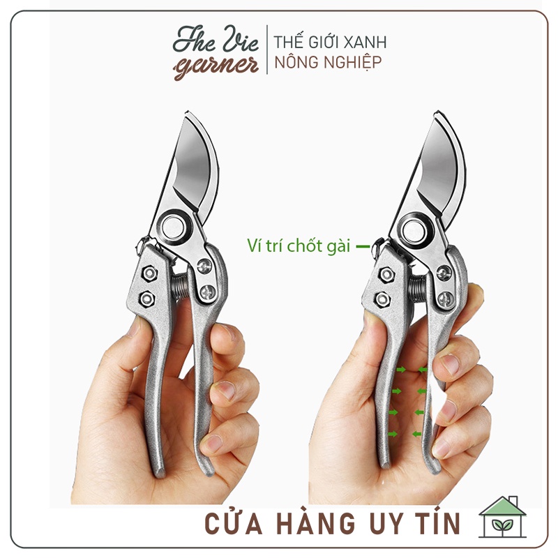 Kéo cắt cành cộng lực SK-5 làm bằng thép không gỉ - Tay cầm bằng gang chắc chắn - Lưỡi dao sắc bén, sử dụng nhẹ nhàng