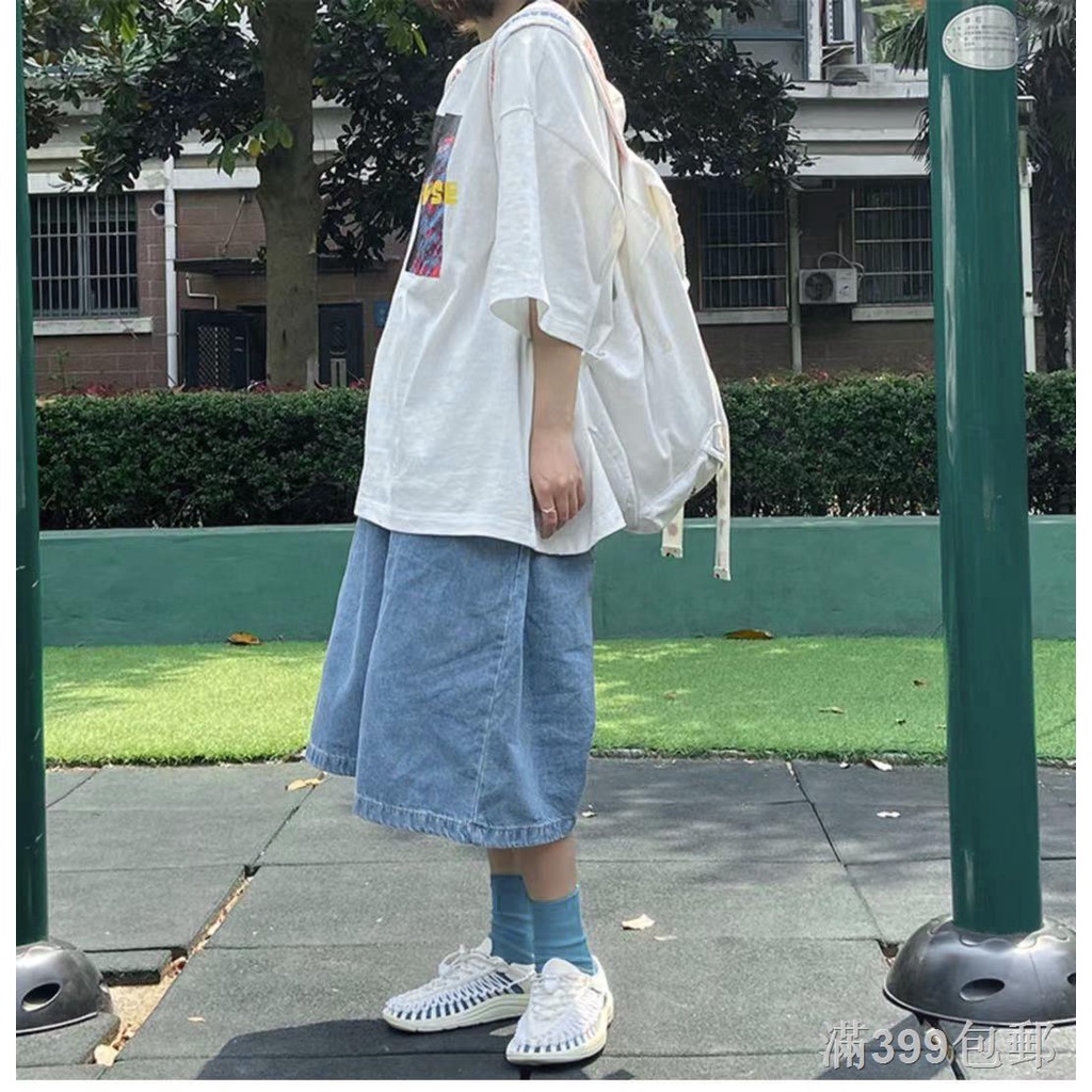 【Hàng sẵn sàng】 - hàng tốt❡Quần jean dài ống rộng co giãn tốt kiểu Nhật Bản cá tính cho nữ