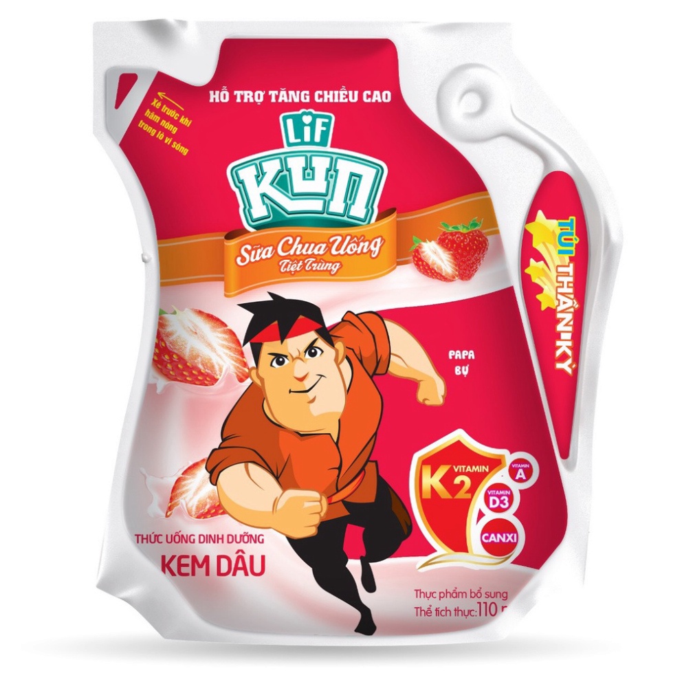 THÙNG 24 TÚI SỮA KUN 110ML HƯƠNG CAM/ DÂU/ SOCOLA/ NHO