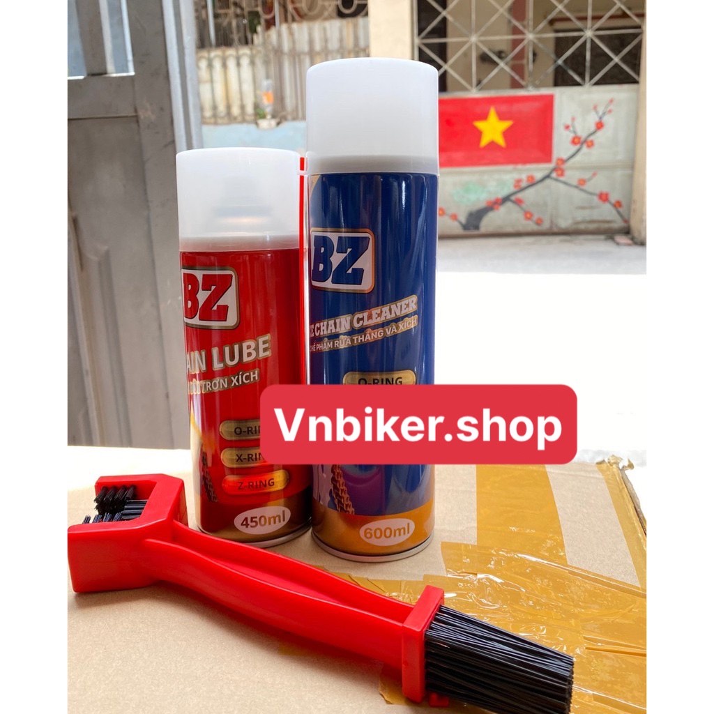 Bộ vệ sinh xích sen BZ gồm Bộ dưỡng sên BZ + Rửa sên BZ + Bàn chải sên 3D