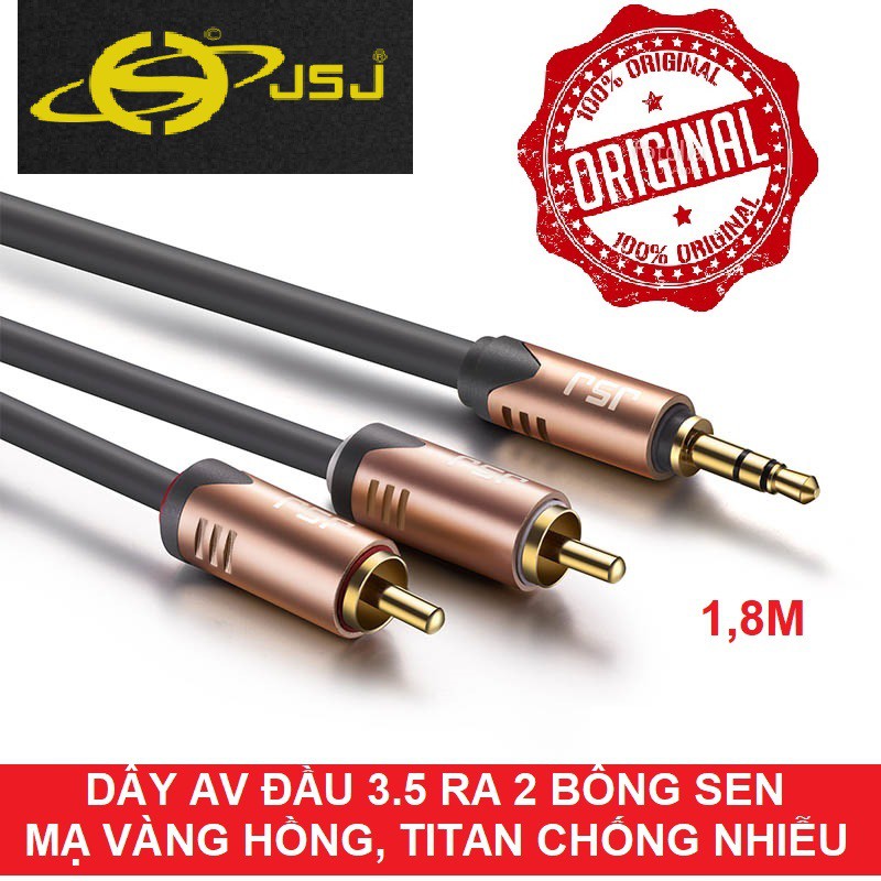 Dây cáp loa AV đầu 3.5 ra 2 đầu bông sen AV dài 1,8M hiệu JSJ CHỐNG NHIỄU GẤP 4 LẦN