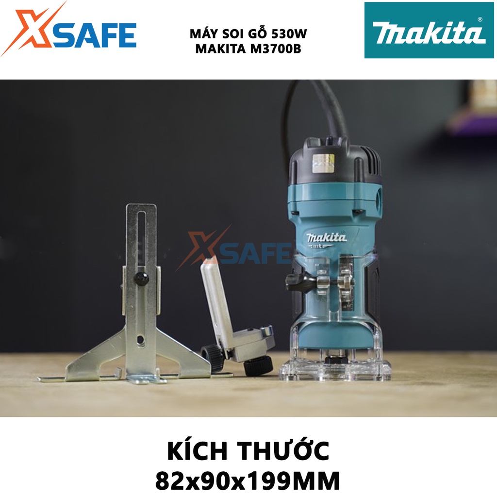Máy phay gỗ cầm tay Makita M3700B 530W  Máy soi gỗ chấu bóp 1/4 inch, lõi motor dây đồng, tốc độ không tải 35,000v/p