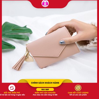 Ví nữ 🎁FREESHIP 50K🎁Ví bóp nữ đựng tiền gập 3 nhỏ gọn xinh xắn tua rua trái tim siêu đẹp VD02