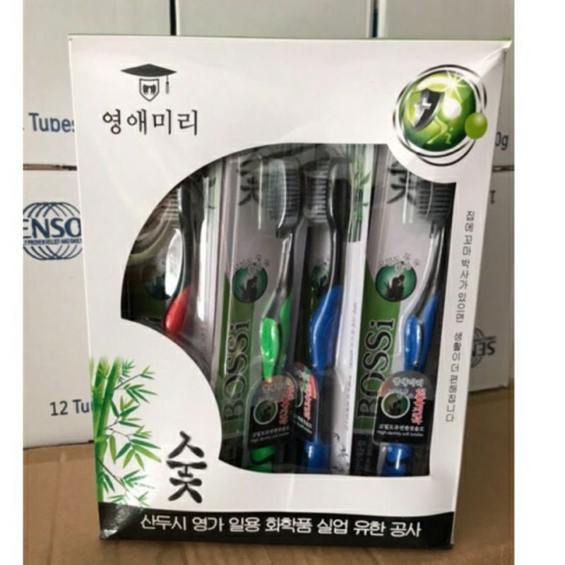 [Sỉ tốt]Combo hộp 30 bàn chải bossi Than Tre hoạt tính công nghệ Hàn Quốc