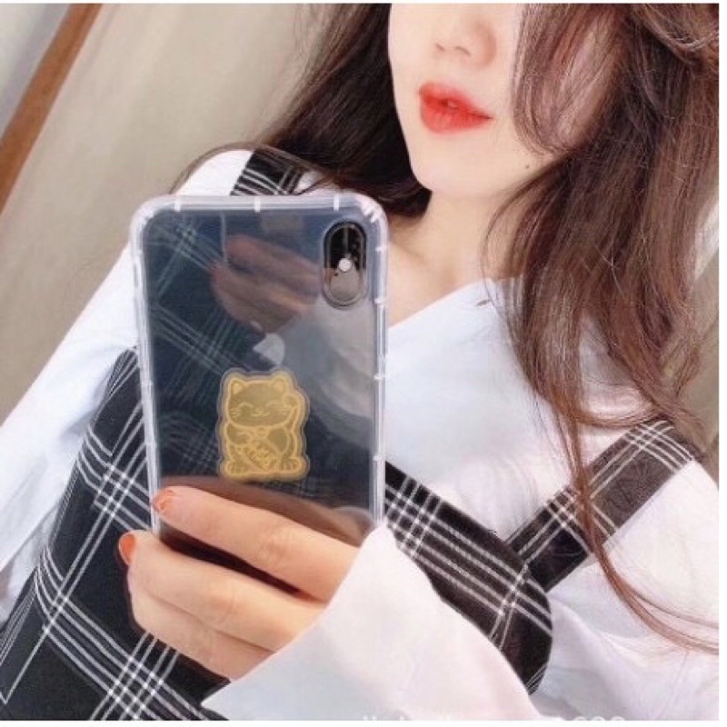 Mèo thần tài dán điện thoại may mắn