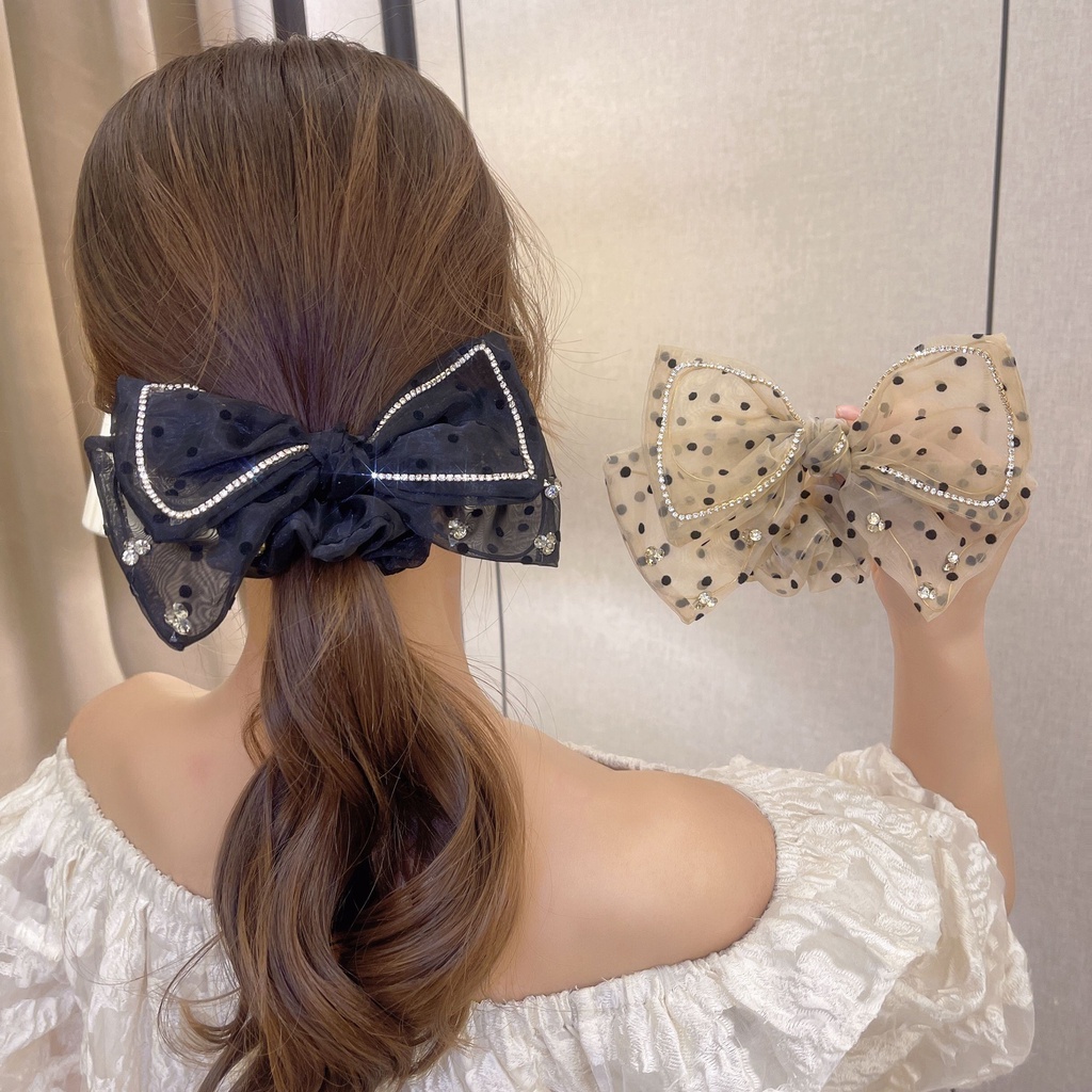 Dây Cột Tóc Cao Su Bản Lớn In Họa Tiết Chấm Bi / Hoa Xinh Xắn Thời Trang Cho Nữ