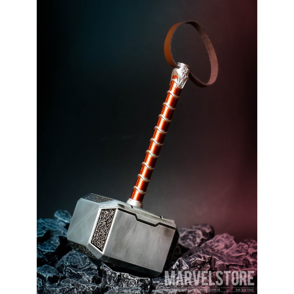 Búa Thor kim loại tỉ lệ 1/4 màu bạc đồ cosplay marvel