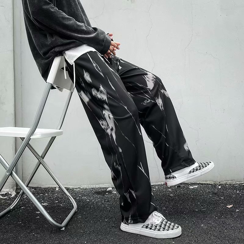 Quần dài ống suông in họa tiết nhuộm màu phong cách hip hop Hàn Quốc thời trang cho nam size M-3XL