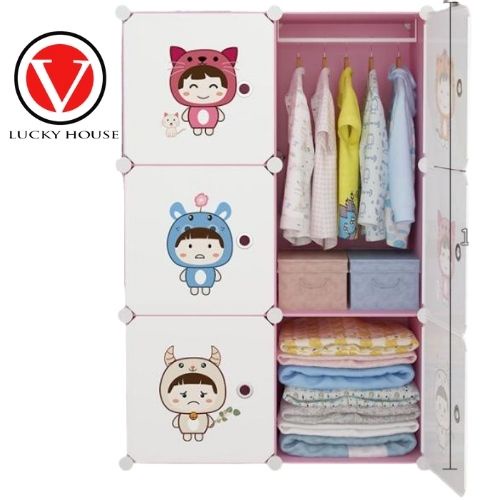 Tủ nhựa ghép 6 ngăn tặng kèm bộ phụ kiện lắp ghép V LUCKYHOUSE VLK33