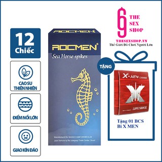 [Mua 1 Tặng 1] Bao Cao Su Gai Kéo Dài Thời Gian Rocmen Xanh - Tặng BCS Bi Xmen