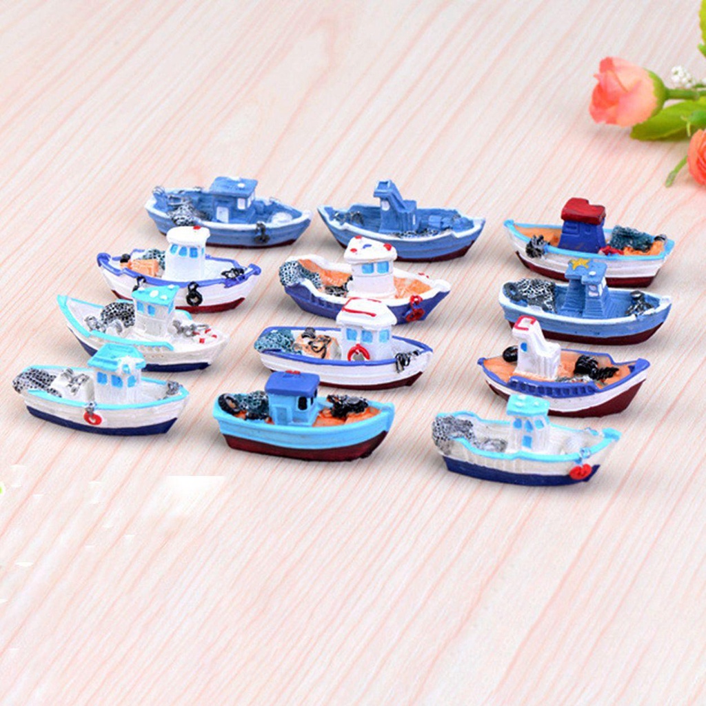 Đồ trang trí Thuyền Câu Cá Mini DIY Sáng Tạo Tinh Tế Trang Trí Vườn Cổ Tích Phù Hợp Làm Quà Cho Bé