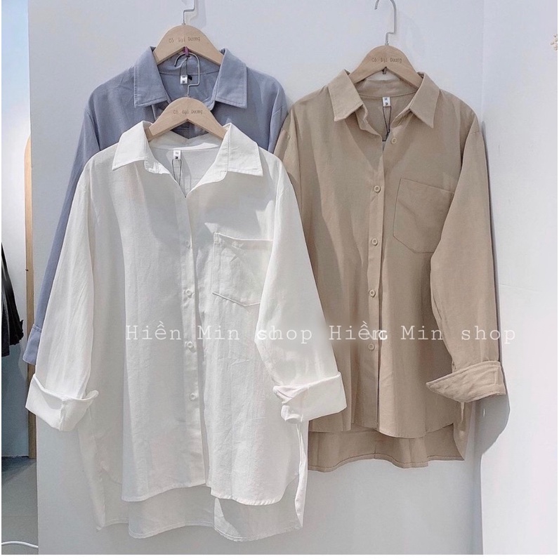 Áo sơmi trơn vintage chất thô mềm dày dặn mã 393 hàng chuẩn QC loại 1,Áo sơ mi trắng nữ kiểu Hàn quốc