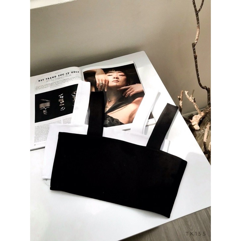 áo croptop thun hai dây trắng, đen NP SHOP