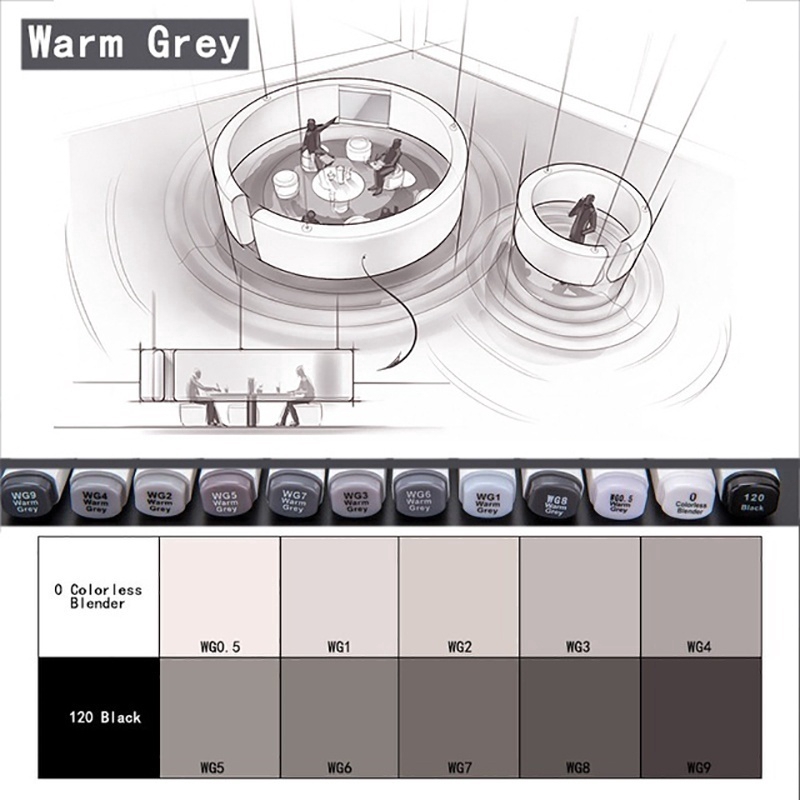 Set 12 bút lông tông màu xám dành cho vẽ phác thảo