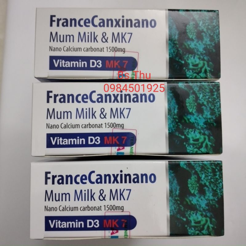 ALA France Canxinano Mum Milk Mk7 Nano Calcium Vitamun D3 MK7 DHA EPA Acid Folic hộp 30 viên hỗ trợ xương răng chắc khỏe