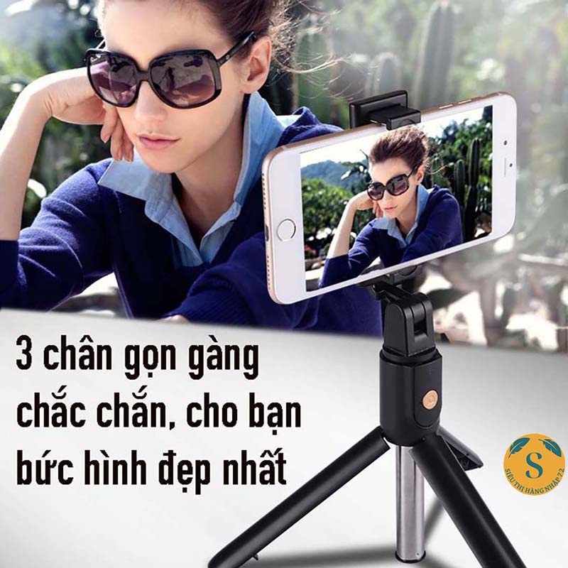 Gậy Tự Sướng Đứng  kèm đồ bấm Bluetooth - Selfie Tripod K07 3 In 1 - K07 Mới Nhất [GẬY TỰ SƯỚNG]