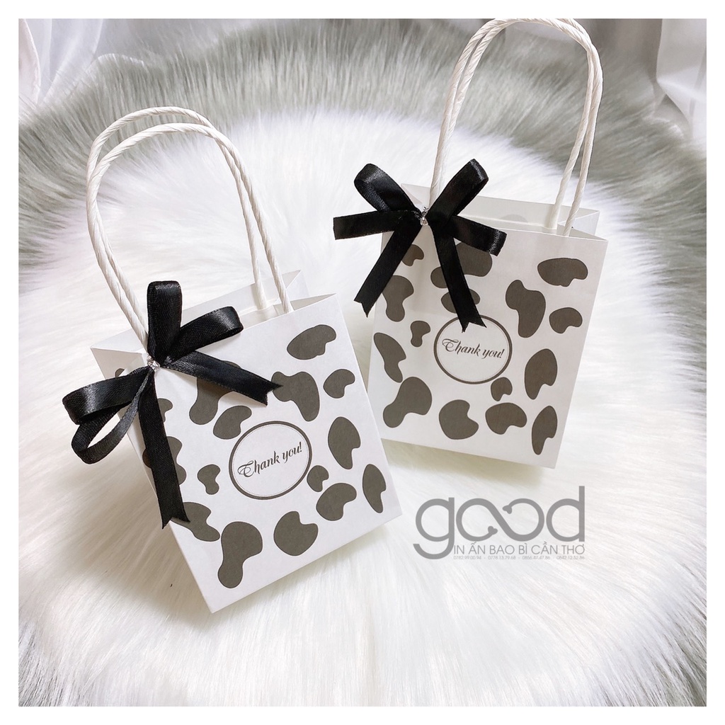 50 túi giấy kraft mini xinh xắn nhiều họa tiết dễ thương size ngang 10 cao 12 hông 6cm