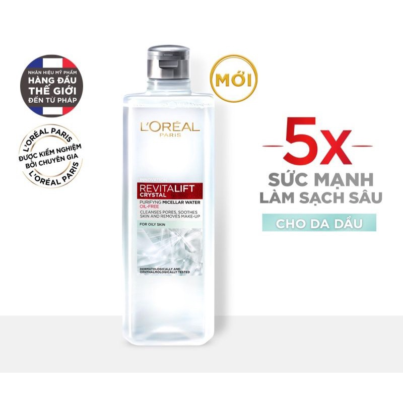 Nước tẩy trang cho da dầu L'Oreal Paris 3-in-1 Micellar Water