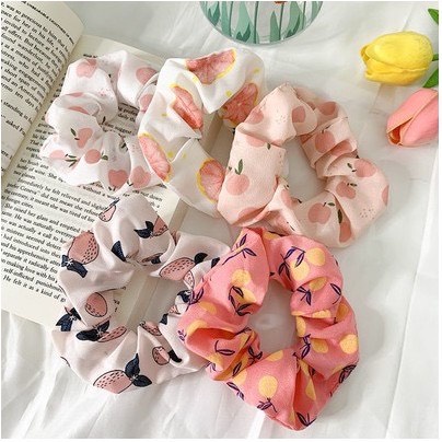 Dây Cột Tóc Vải Scrunchies Họa Tiết Vintage Hàn Quốc loại đẹp