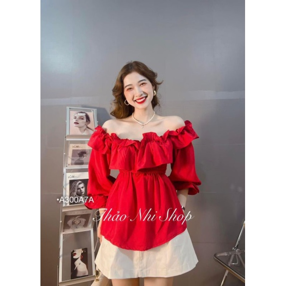 ÁO SƠ MI NỮ TAY DÀI BIGSIZE ,ÁO KIỂU TRỄ VAI BÈO NGỰC CHUN EO TAY BỒNG TIỂU THƯ VOAN MỊN MÁT