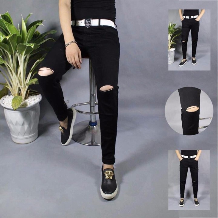 Quần Jean Nam Đen Dáng Ôm Body Hàn Quốc Chất Vải Cotton Co Giãn | BigBuy360 - bigbuy360.vn