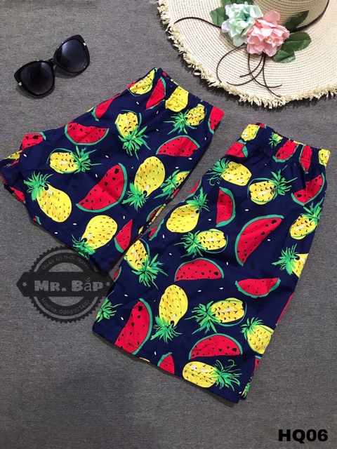 HQ06. Quần Trái Cây Đi Biển. Quần Dưa Khóm kèm bảng size. Bảng mẫu | BigBuy360 - bigbuy360.vn