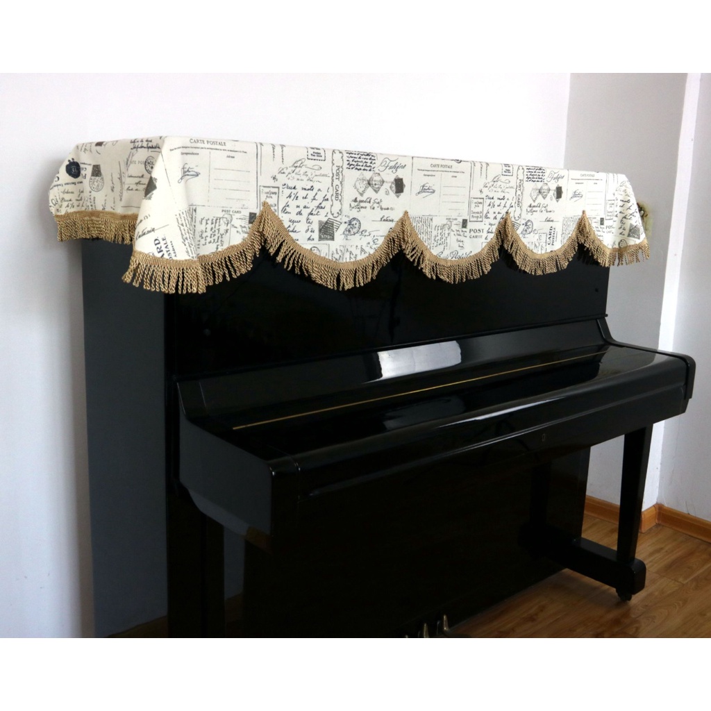Khăn phủ đàn piano cơ và piano điện tử 88 phím hoa hồng sang trọng chống bụi, chống xước